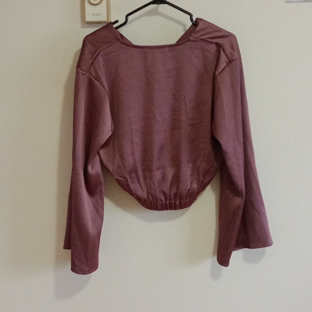 S Purple Twist V neck long sleeve shirt